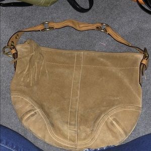 Worn suede coach hobo bag
